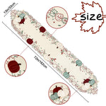 chemin table automne citrouilles feuilles baies blanc rouge vert beige festive polyester