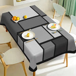 nappe géométrique blanche gris moderne imperméable lavable machine réutilisable assises couverts fruits maison
