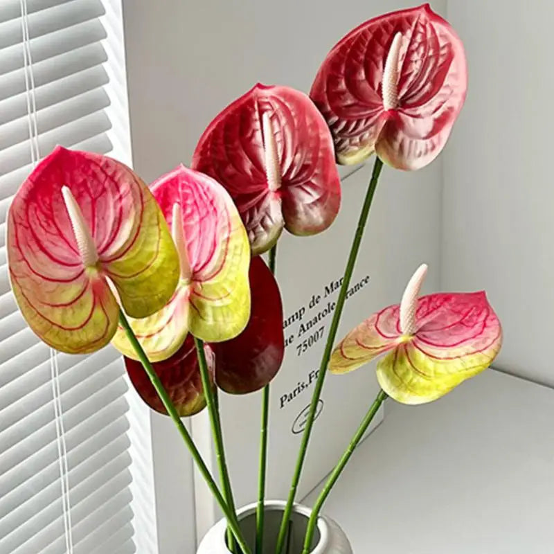 décoration intérieure plante artificielle feuilles ovales moderne vase boîte enjoy life rouge vert blanc