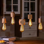 suspension lumineuse moderne bois naturel texture rustique ampoule câble salon chambre