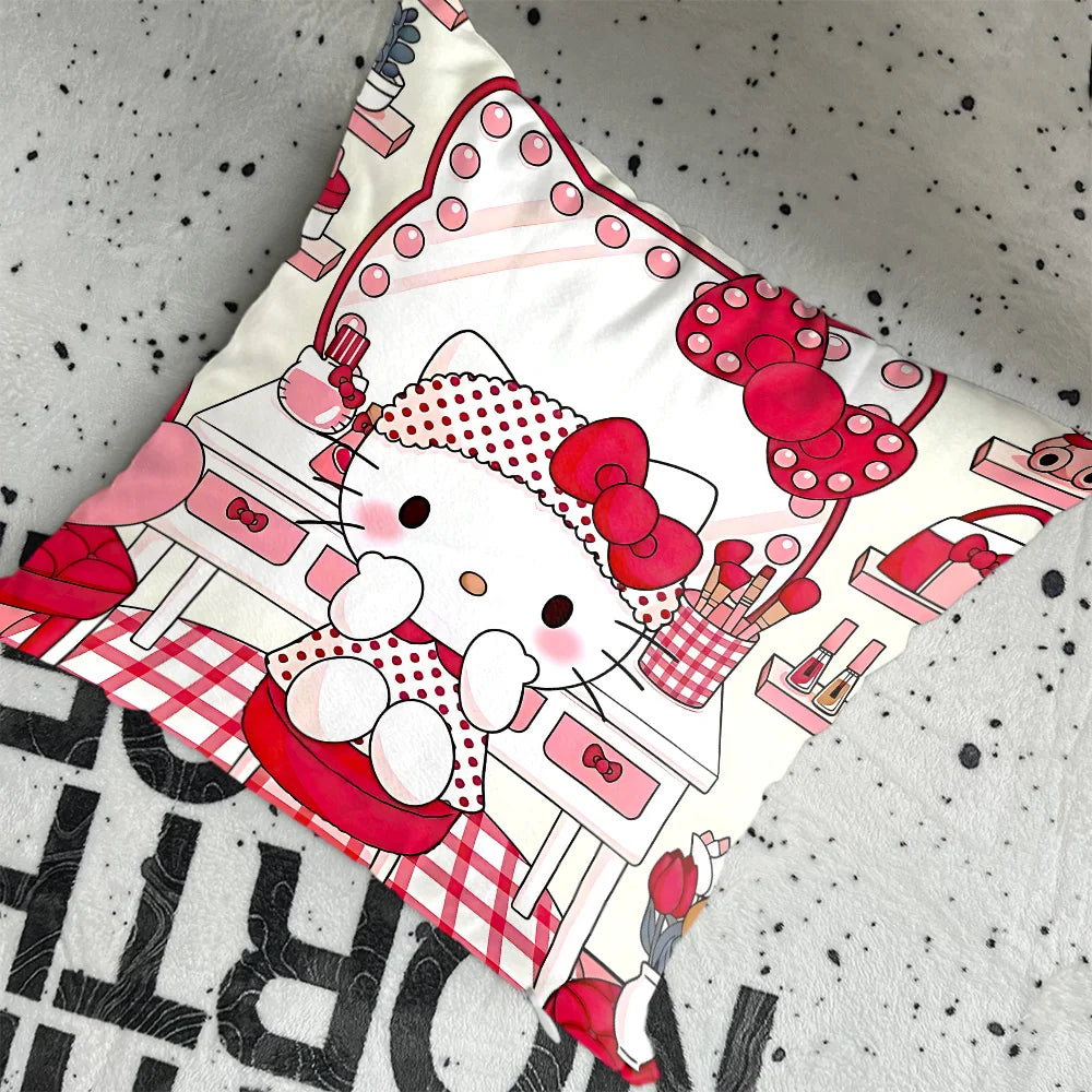 coussin décoratif carré motif hello kitty cartoon canapé lit chaise maison couleur rose