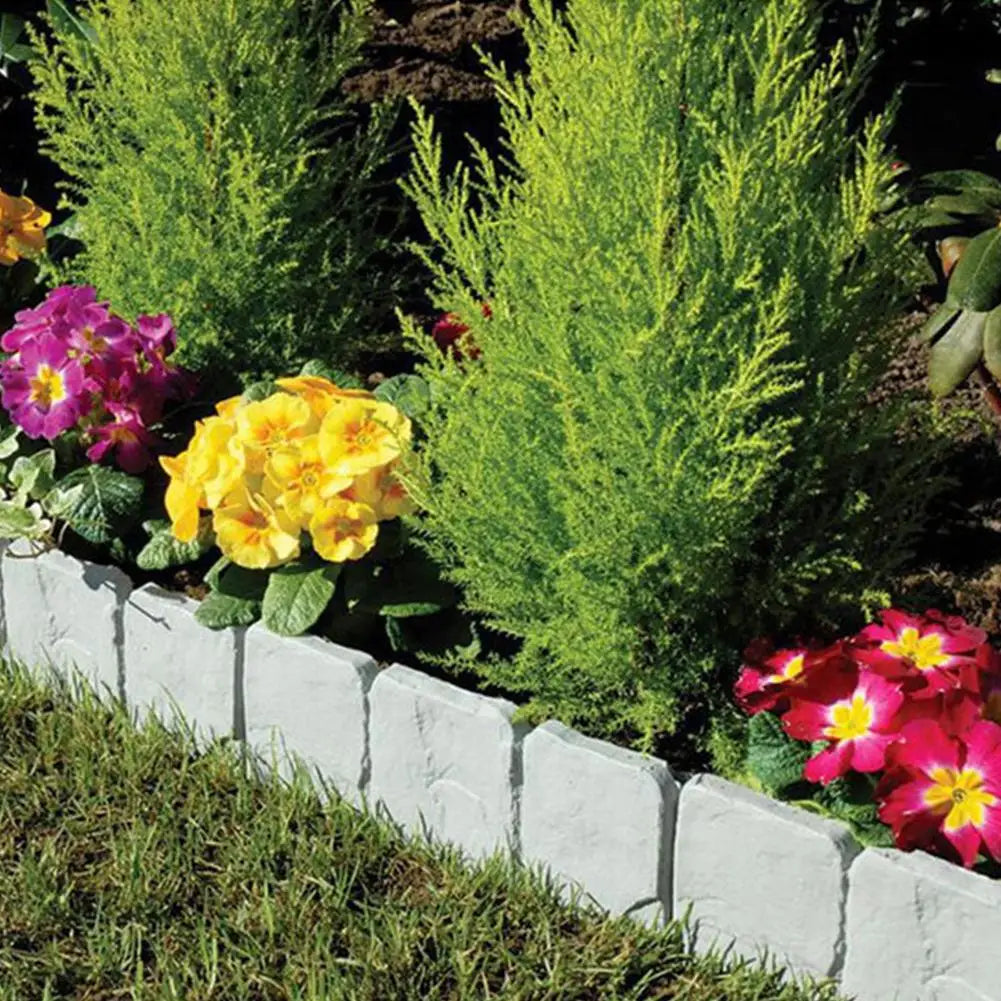 piquets support plantes imitation pierre bordure decorative jardin rustique gris rouge noir texturée assemblee