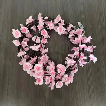 guirlande lumineuse fleurs roses branches noires moderne décoration intérieure usb led modes adaptable chambre