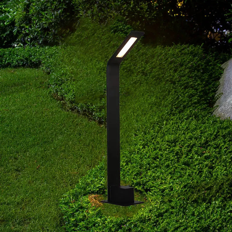 lampe solaire moderne minimaliste noir ip65 led 7w base plate autonomeextérieur