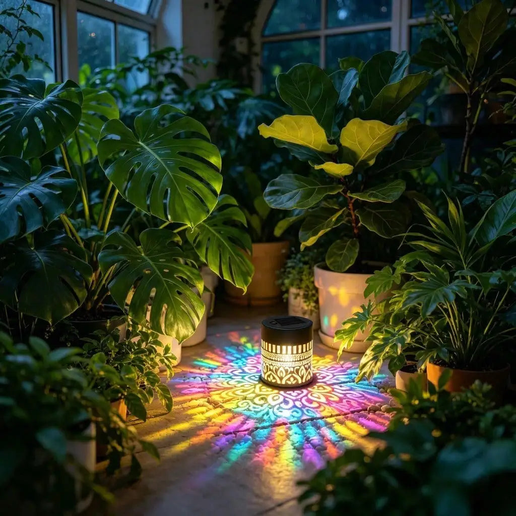 lampe solaire noire dorée motif géométrique moderne extérieure étanche patio jardin balcon