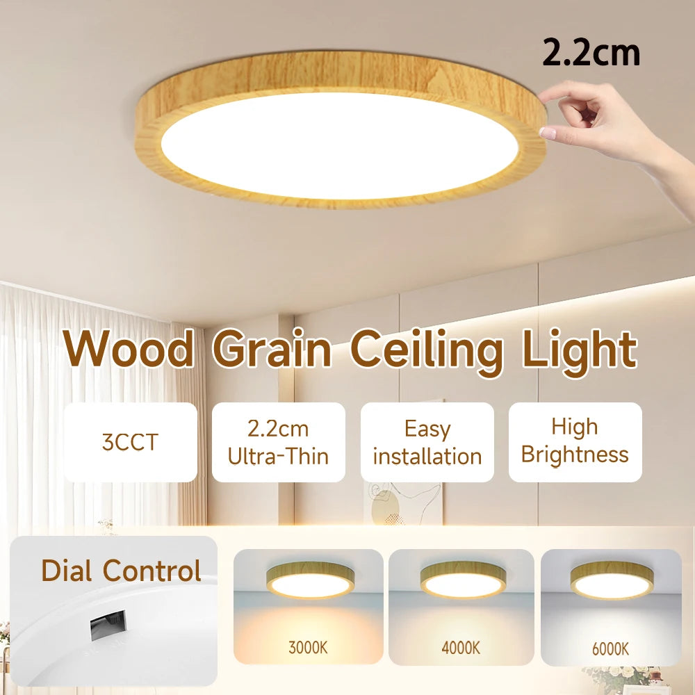 lampe moderne bois naturel grain blanc commande tactile 220V LED
