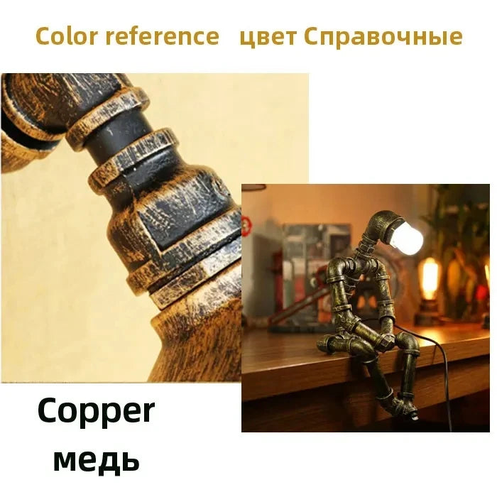 lampe table industrielle bronze noir finition vieillie adhésif led câble euro plug chambre coucher