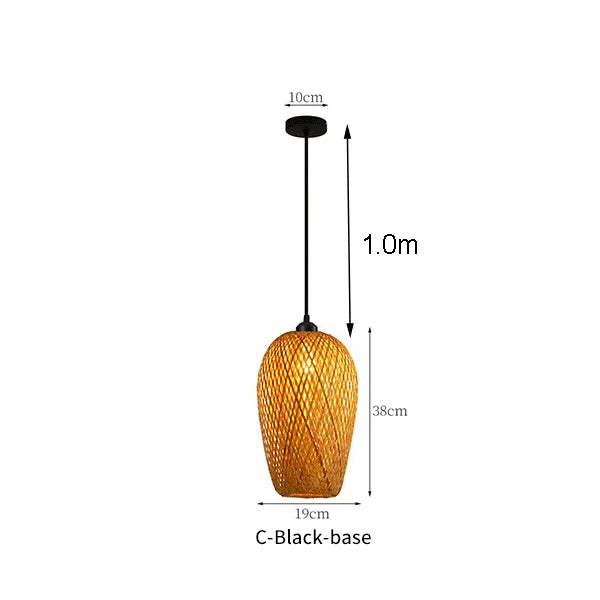 suspension lumineuse bambou tissé naturel moderne rustique 36cm 26cm 30cm echangible e27