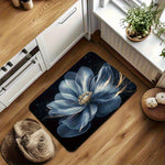 tapis salle bain bleu fleurs moderne absorbant non glissant lavable élégant respectueux environnement PVC
