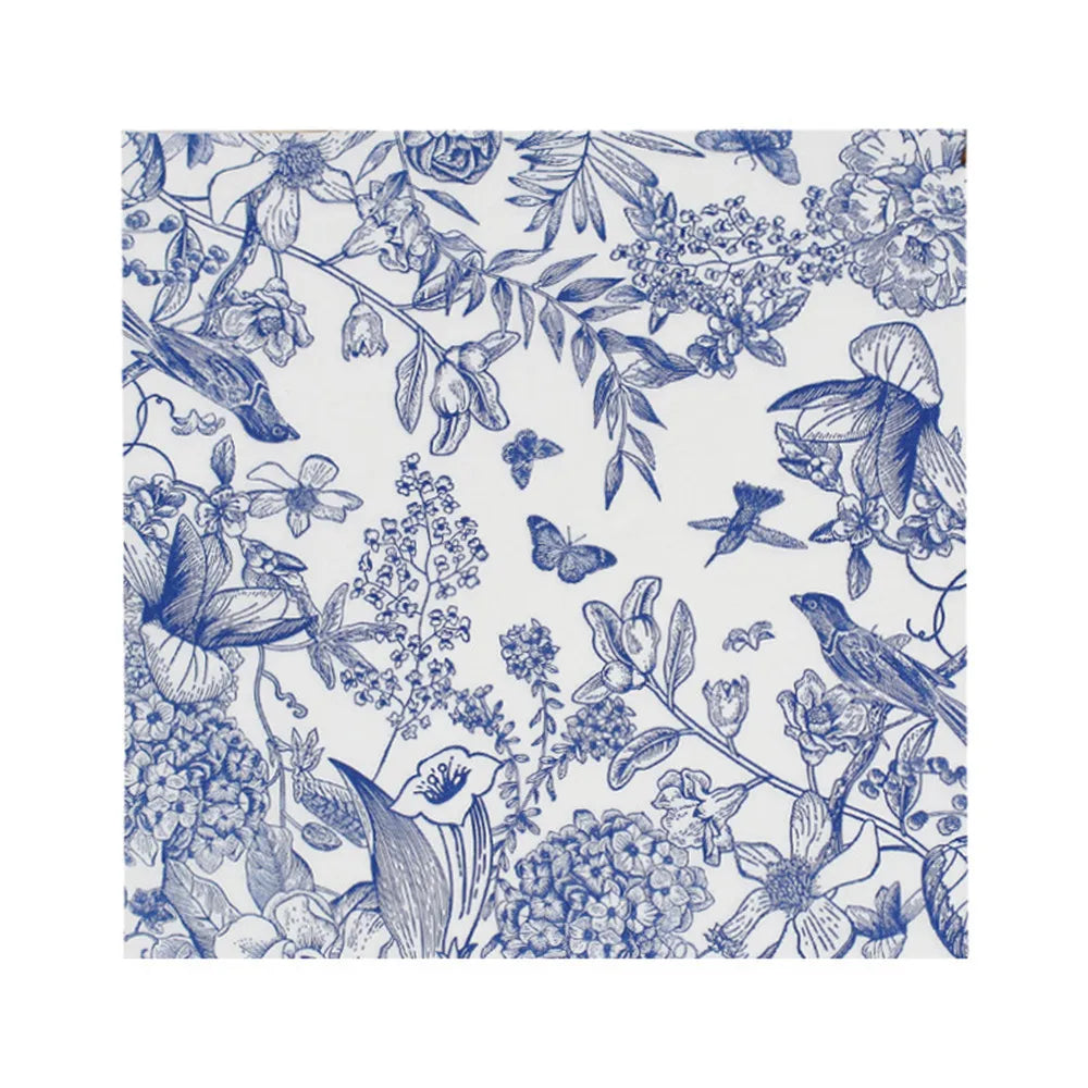 serviettes papier fleur oiseau géométrique bleu blanc classique vintage decoration fetes