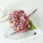 décoration intérieure hortensia artificiel bouquet soie blanc rose vert marron moderne minimaliste