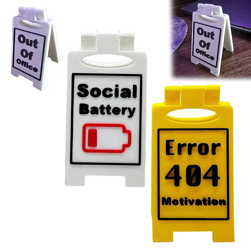 plaque métal pliable humour travailler blanc jaune noir rouge symboles clips modernes