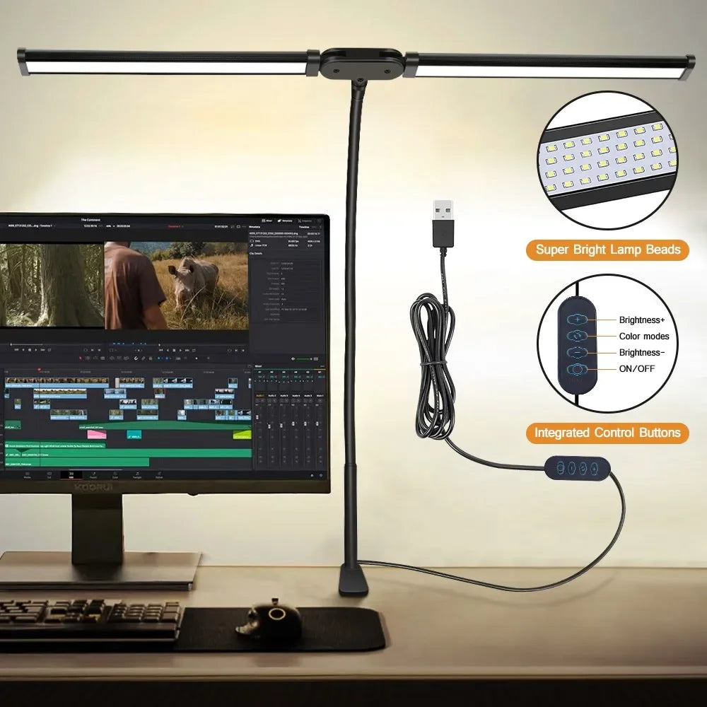 lampe led double tête clip type contemporaine télécommande modes couleurs