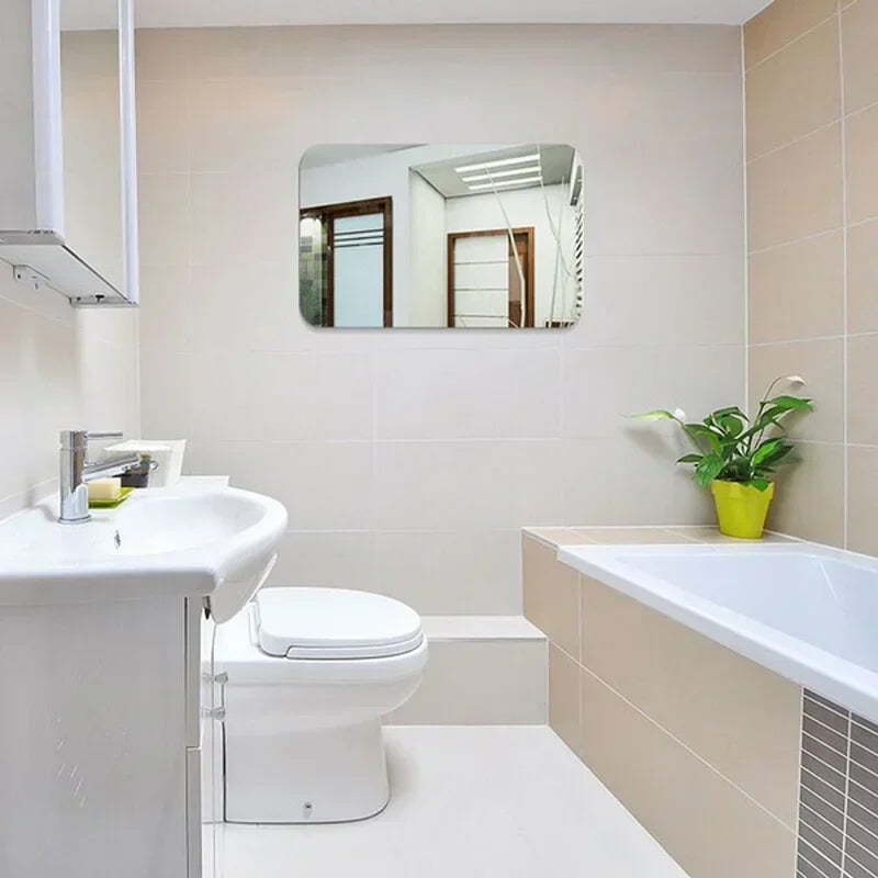 miroir acrylique moderne autoadhésif forme ovale rectangle argenté decoration salle bain salon