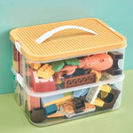 boîtes rangement empilables transparentes multicolores blocs construction clips fixations moderne jouets enfants