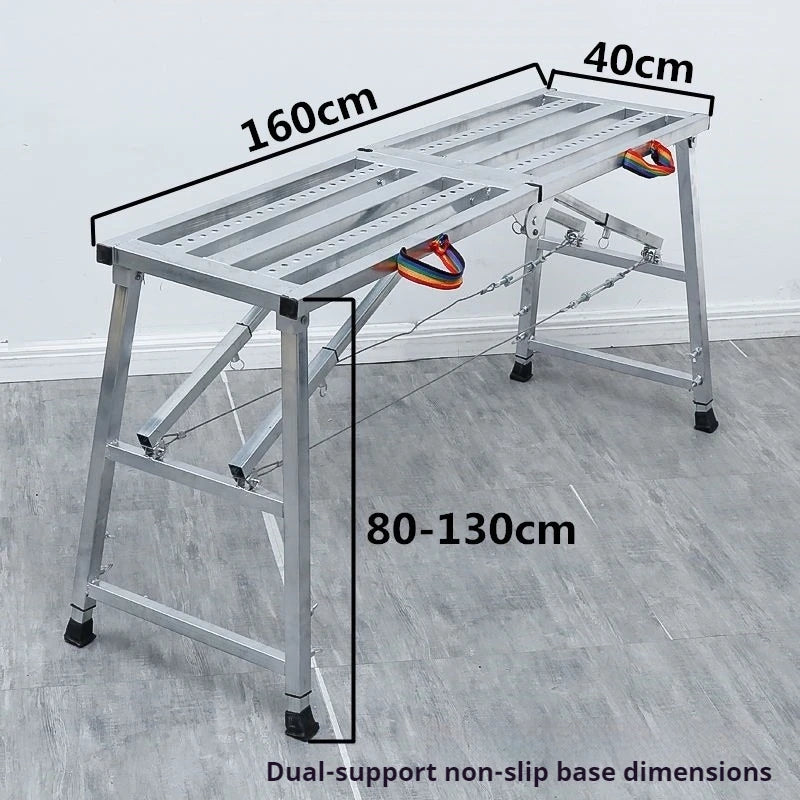table pliante argentée structure métallique moderne poignées anti dérapante pliante portative