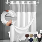 rideau douche moderne blanc translucide polyester 183x190cm anneau intégré