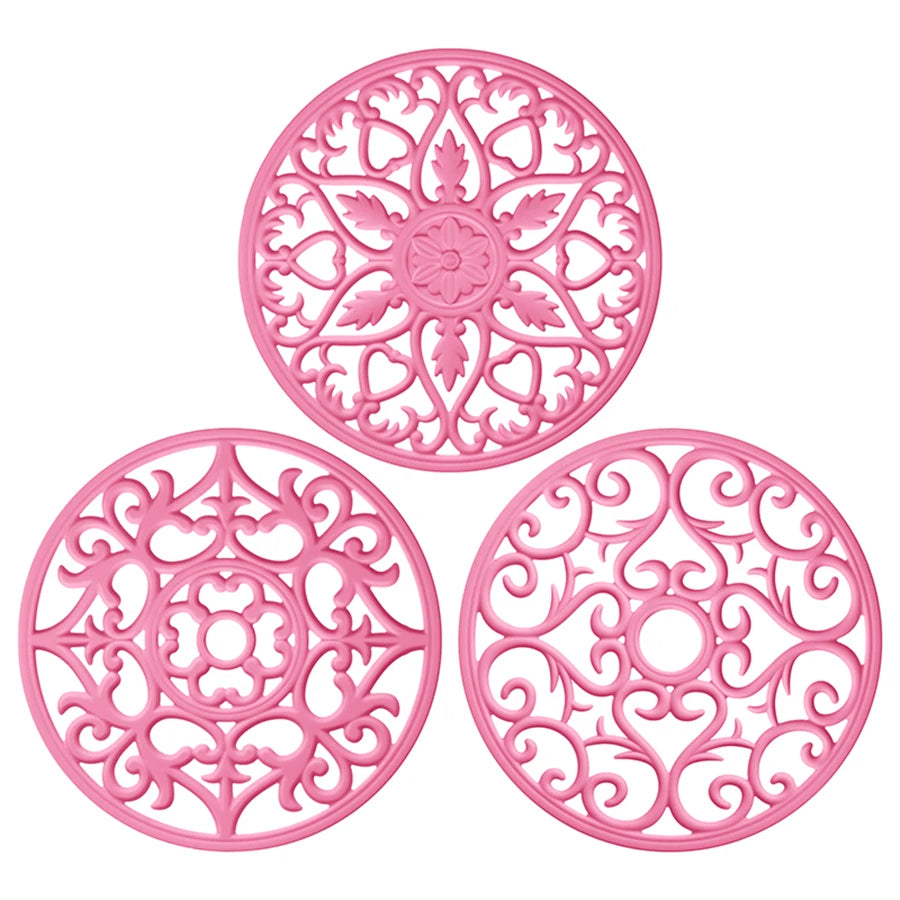 tapis table silicone moderne bleu vert rose motif floral clips
