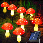 lampe solaire champignon rouge jaune verte points blancs moderneextérieur piquet fixe led