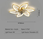 plafonnier moderne or noir feuilles stylisées led télécommande flux lumineux 2000 82000 tension 110