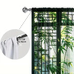 rideaux vert noir bambous semi transparent moderne oriental anneaux métalliques deux pièces polyester
