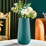 vase céramique vert orange blanc texture tissée moderne fleurs artificielles salonDecoration
