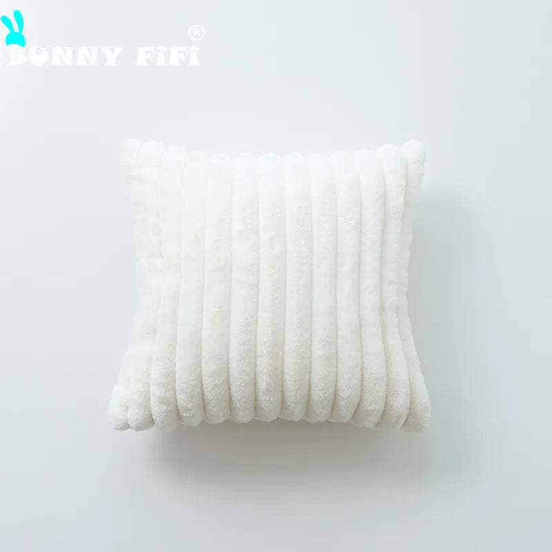 coussin décoratif moderne double face peluche rouge orange vert blanc rose