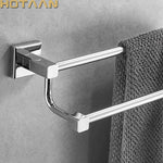 porte serviettes mural chrome acier inoxydable double barres vis moderne fixation