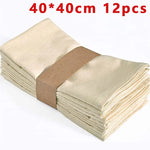 serviettes polyester 40x40cm 45x45cm pack 12 24 texture lin classique anneaux métalliques