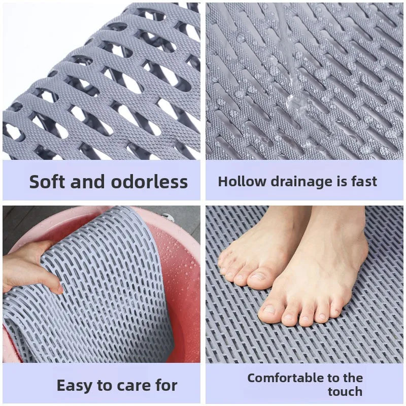 tapis douche antidérapant tapis bain moderne gris rose texturé losange ouvertures minimaliste