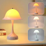 lampe chevet sans fil led rechargeable tactile bleu rose blanc moderne abatjour champignon chambre