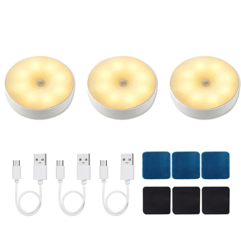 veilleuse led rechargeable sans fil lampe sol blanche moderne détecteur mouvement usb portable