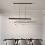 Suspension lumineuse moderne cristaux facettés oiseaux suspendus noir doré transparent