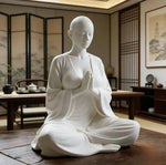 statue méditation blanche texture lisse minimaliste décoration intérieure zen spiritualité amour salon chambre yoga