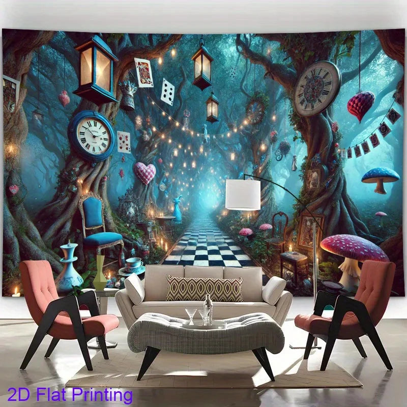 décoration murale alice thème floral horloges coeurs anniversaire mariage événement fantaisie vintage magique