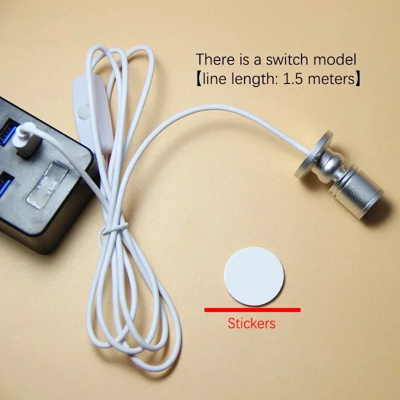 projecteur led usb mini adhésif rotatif angle câble switch 5v bijoux étagère moderne compact