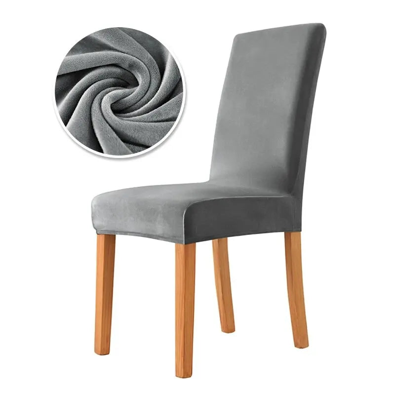 housse chaise velours gris moderne étendue mariage banquet salle manger echangetable sofa cover