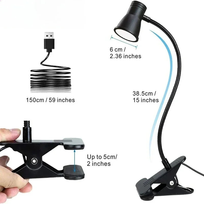 lampe flexible led noir moderne pinces interrupteur usb 150cm cable