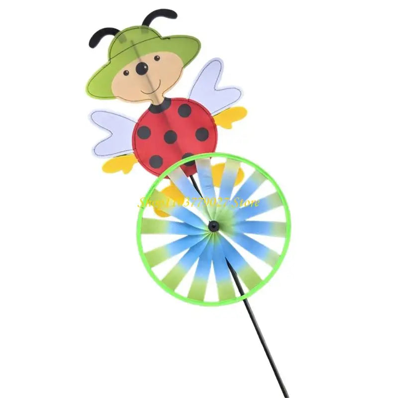 décoration extérieure moulin vent enfantin motif coccinelle abeille rouge noir vert bleu jaune blanc