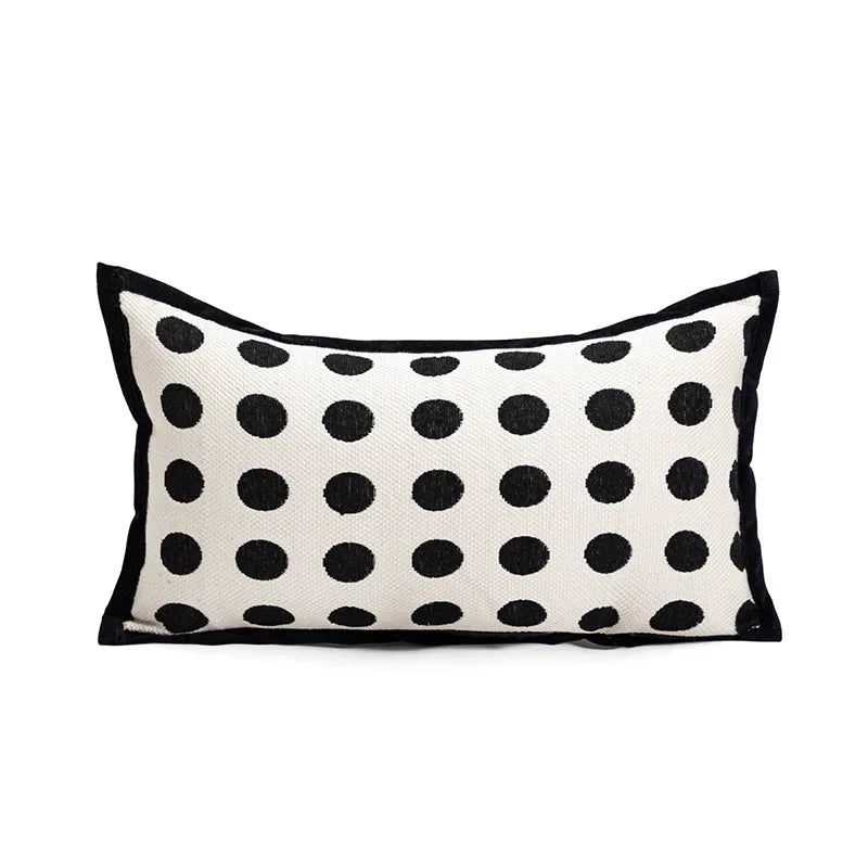 housse coussin décorative carrée motif noir blanc moderne canapé salon maison