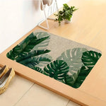 tapis tropical feuilles vert moderne naturel salon entrée imperméable polyester