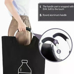 sac pliable rangement recyclage bouteilles plastique symbole recyclage motif utilitaire moderne poignées métalliques toile