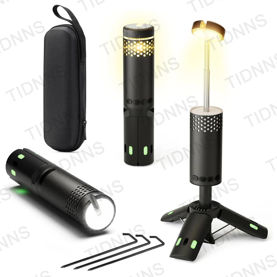 lampe poche portable rechargeable led doré gris perforée boutons noirs moderne compact trépied magnétique