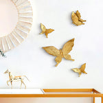 décoration murale papillons dorés résine moderne brillants fixations chambre salon