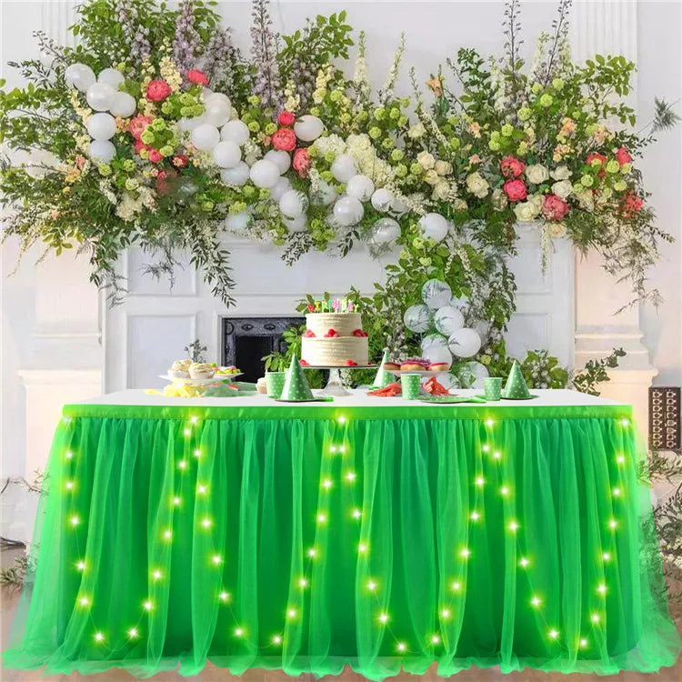 jupe table rose vert pastel bleu pastel rayures horizontales velcro festive