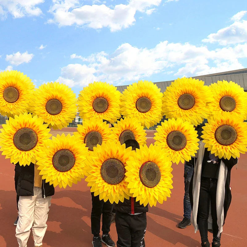 fleurs artificielles tournesol grandes tailles decoration moderne elastique Jaune vert marronintérieur