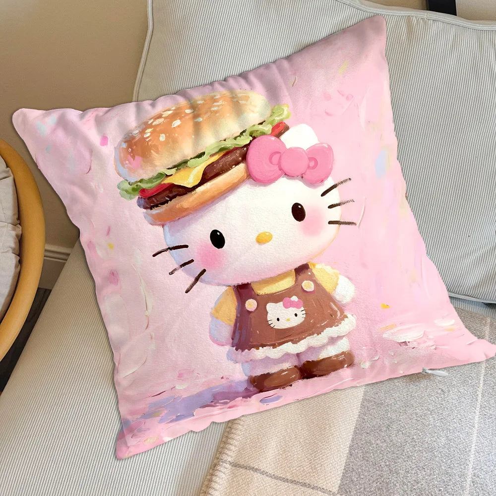 coussin décoratif carré motif hello kitty cartoon canapé lit chaise maison couleur rose