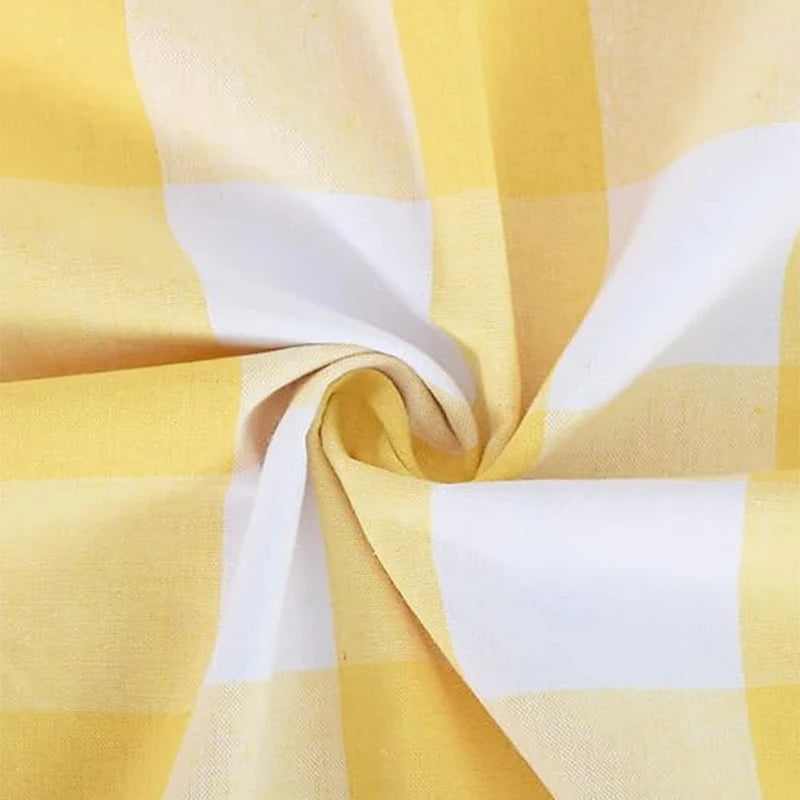 rideau jaune carreaux opacité classique anneaux métalliques fenêtre cuisine moderne polyester