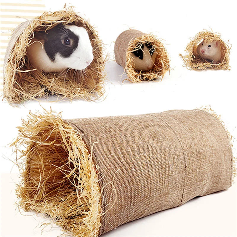 abri animal tressé naturel hamster lapin beige rustique soft bed house
