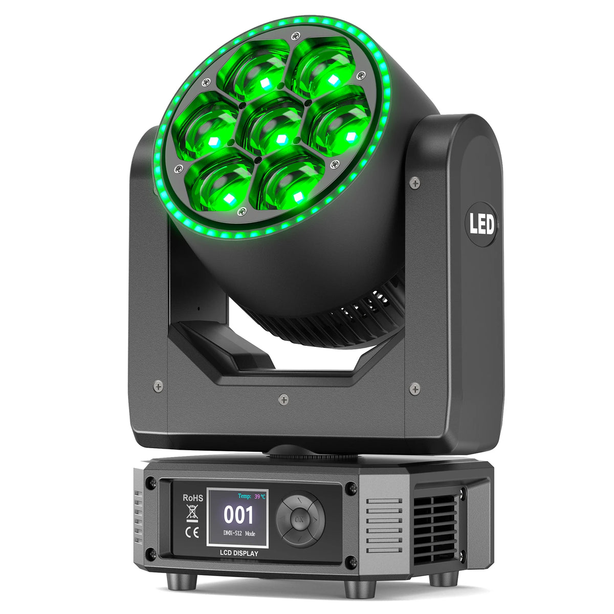 projecteur led noir dmx affichage lcd bouton contrôle 300w lumineuses scènes dj moderne